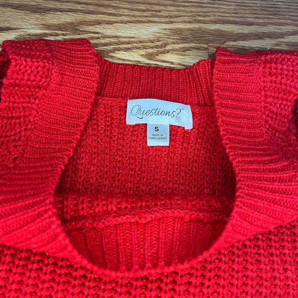 Questions? Cherry Red Cold Shoulders Sweater Size S - Picture 3 of 3